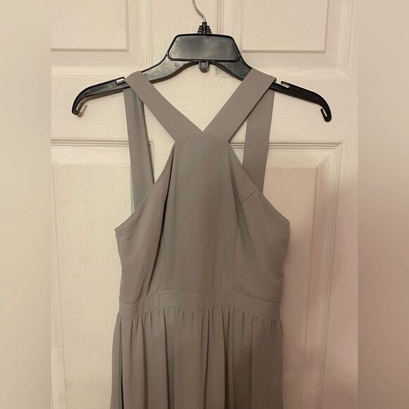Lulu’s  Air of Romance Grey Maxi Dress size Small Sleeveless Halter - Picture 6 of 9